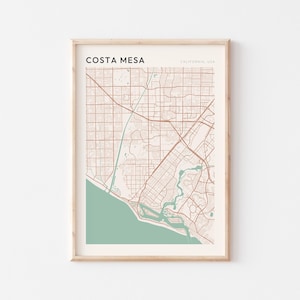 Costa Mesa Karte Poster, Costa Mesa Druck, Costa Mesa Poster, Costa Mesa Wandkunst, Kalifornien, Reisegeschenk, minimalistische Kunst