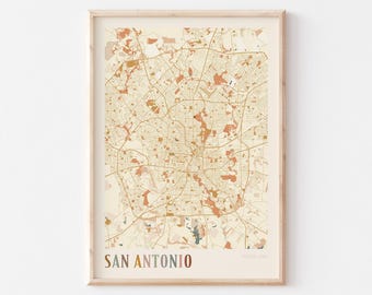 San Antonio Map Poster, San Antonio Wall Art, San Antonio City Map, San Antonio Print, San Antonio Poster, San Antonio Texas, Boho Wall Art