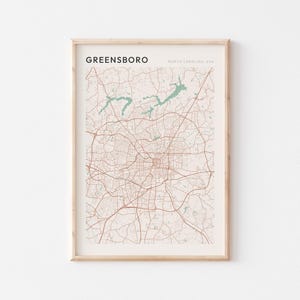 Greensboro Map Poster, Greensboro Print, Greensboro Poster, Greensboro Wall Art, North Carolina, Travel Gift, Farmhouse Decor