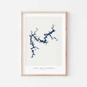 Lake Allatoona, Lake Allatoona Print, Lake Allatoona Poster, Lake Allatoona Art, Lake Wall Art, Lake Map Print, Georgia, Lake Art Print