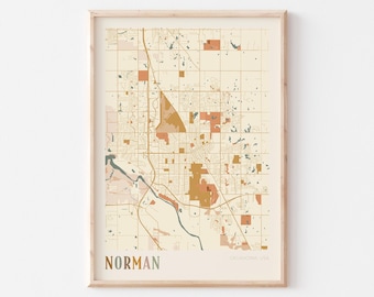 Norman Map Poster, Norman Print, Norman Poster, Norman Wall Art, Oklahoma, Travel Gift, Boho Poster