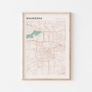 Waukesha Map Poster, Waukesha Print, Waukesha Poster, Waukesha Wall Art, Wisconsin, Travel Gift, Scandi Wall Art