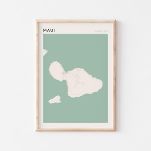 Affiche de carte de Maui, impression de Maui, affiche de Maui, art mural Maui, Hawaï, cadeau de voyage, décoration murale de ferme, cadeau college girl, décoration murale de chambre à coucher