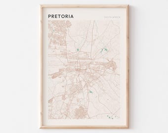 Affiche de carte de Pretoria, impression de Pretoria, affiche de Pretoria, art mural Pretoria, Afrique du Sud, cadeau de voyage, art minimaliste
