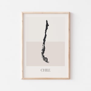 Póster de mapa de Chile, impresión de Chile, impresión de mapa de Chile, arte de pared bohemio minimalista, impresión artística de Chile para decoración del hogar o regalo