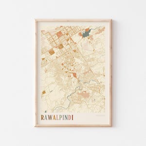 Póster de mapa de Rawalpindi, impresión de Rawalpindi, póster de Rawalpindi, arte mural de Rawalpindi, Pakistán, regalo de viaje, arte mural bohemio
