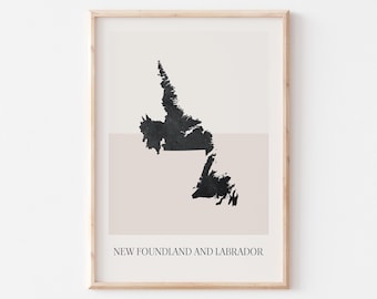Newfoundland and Labrador Map Poster, Newfoundland and Labrador Print, Newfoundland and Labrador Canada Map Print Minimalist Wall Art