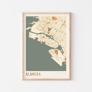 Alameda Map Poster, Alameda Print, Alameda Poster, Alameda Wall Art, California, Travel Gift, Boho Decor