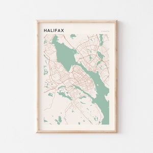 Affiche de carte d'Halifax en Nouvelle-Écosse, art mural d'Halifax, plan de la ville d'Halifax, affiche d'Halifax, impression d'Halifax, Halifax Canada, carte de la Nouvelle-Écosse