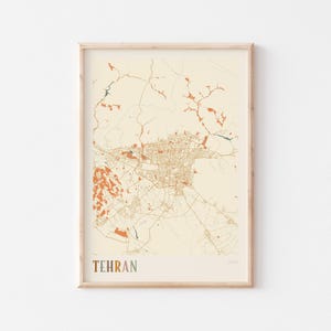 Tehran Map Poster, Tehran Print, Tehran Poster, Tehran Wall Art, Iran, Travel Gift, Boho Poster