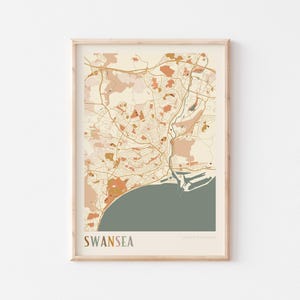 Swansea Map Poster, Swansea Print, Swansea Poster, Swansea Wall Art, United Kingdom, Travel Gift, Boho Poster