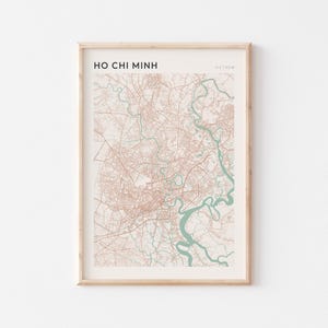 Affiche de carte de Ho Chi Minh, impression de Ho Chi Minh, affiche de Ho Chi Minh, art mural de Ho Chi Minh, Vietnam, cadeau de voyage, affiche Scandi
