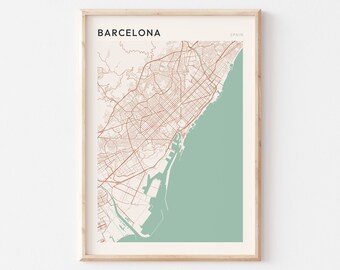 Barcelona Map Poster, Barcelona Wall Art, Barcelona City Map, Barcelona Poster, Barcelona Print, Barcelona Spain, Barcelona Poster