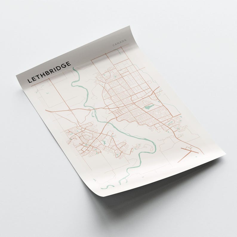 Leftdridge Rent. Map Lethbridge Map Poster, Lethbridge Wall Art, Lethbridge Poster ...