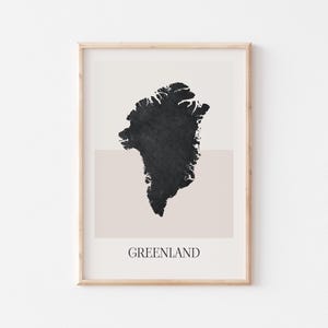 Póster de mapa de Groenlandia, impresión de Groenlandia, impresión de mapa de Groenlandia, arte de pared bohemio minimalista, impresión artística de Groenlandia, decoración para el hogar o regalo