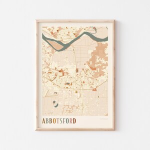 Póster de Abbotsford, arte mural de Abbotsford, mapa de Abbotsford, mapa de Abbotsford, impresión de Abbotsford, Canadá, arte mural bohemio, Columbia Británica