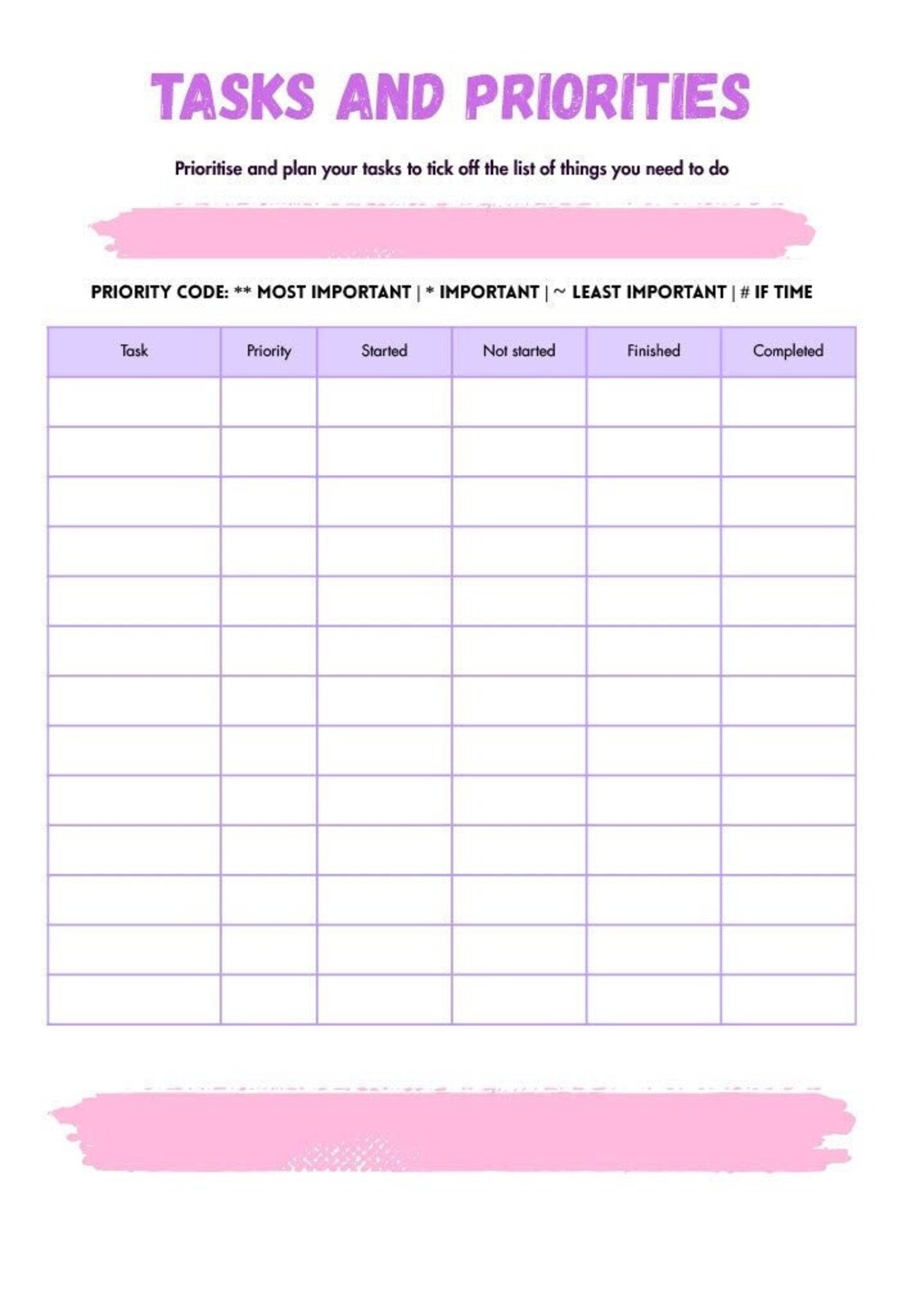 Tasks and Priorities Planning Checklist - Etsy