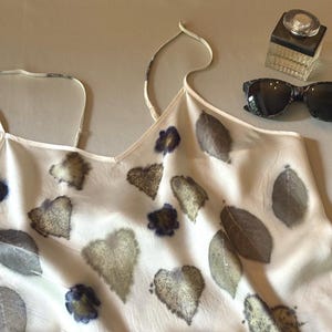 Silk Charmeuse Camisole, Botanical Heart Shaped Leaf Print - XL 42"