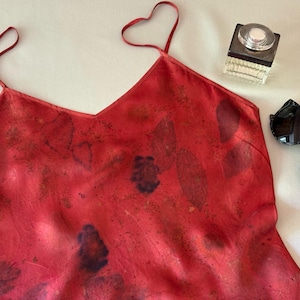 Silk Charmeuse Camisole, Botanical Heart Shaped Leaf Print - Medium 36"