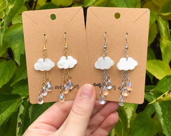 Rain Goddess Earrings, Cloud Nine Earrings, Handmade Jewelry, Crystal Earrings, Crystal Jewelry, Cloud Earrings, Aura Earrings,