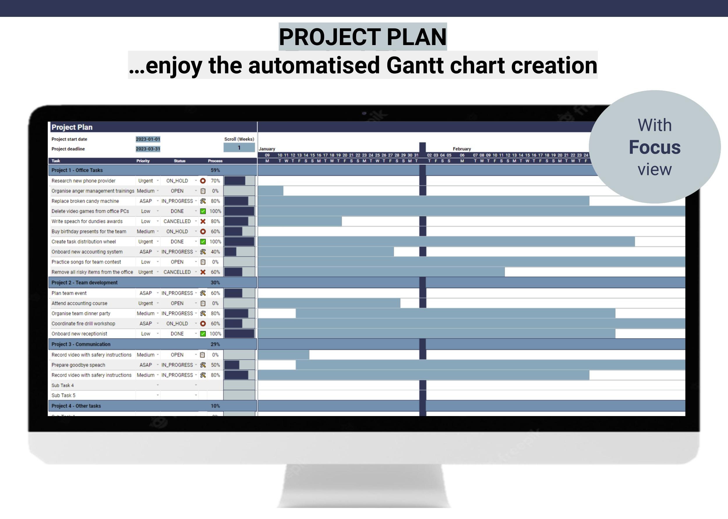 Project Management Template | Advanced | Excel Template | Google Sheets ...
