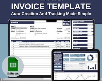 Suivi des factures Google Sheets - Modèle de facture automatisé pour petites entreprises et travailleurs indépendants, tableau de bord, suivi, liste de clients, brouillons d'e-mails