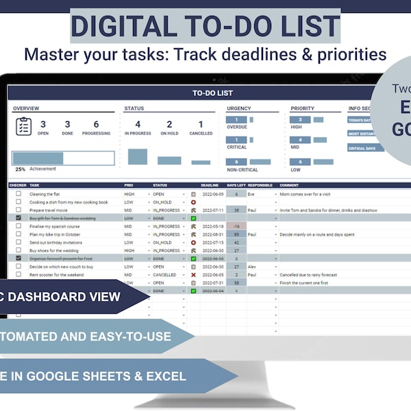 Excel Task Tracker Etsy Excel Task Tracker Etsy