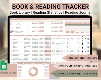 Reading Tracker | Digital Book Journal | Spreadsheet Template | Printable Reading Journal | Reading Statistics | Book log