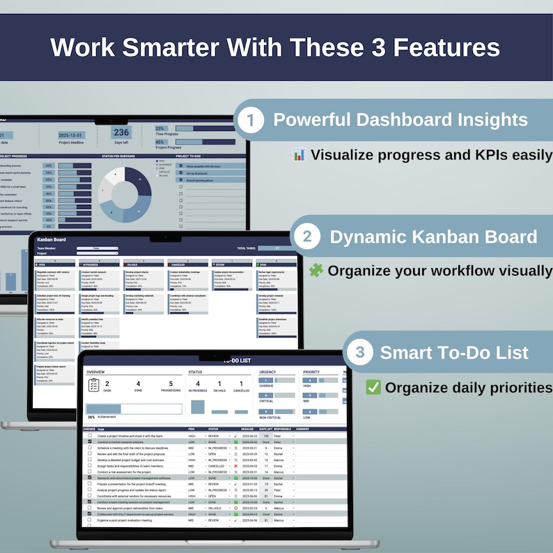Project Management Template Professional (Google Sheets & Excel) – Project Planner with Dashboard, Gantt Chart, Kanban, and Task Tracker image 6
