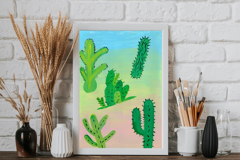 Cactus Artwork Boho Wall Art Prints Wall Artwork Prints Etsy