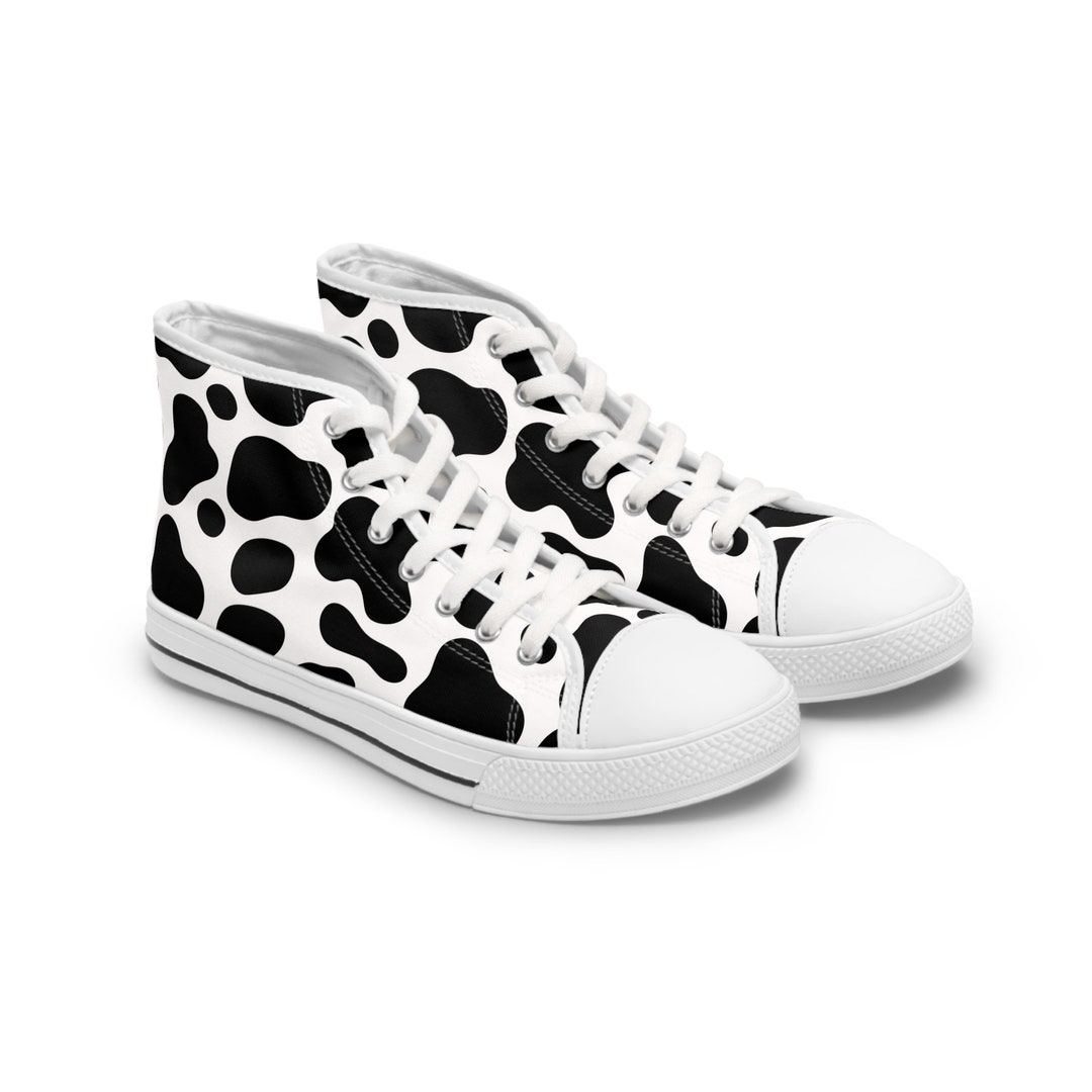 Women's High Top Cow Print Shoes Etsy