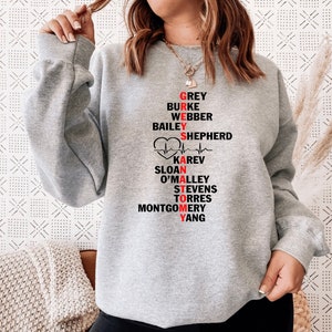 Anatomisch inspiriertes graues Sweatshirt Meredith Gray Mcdreamy