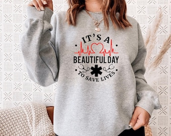 Greys Anatomy Sweatshirt - Meredith Grey Design, Grey Sloan Hospital Tribute - Ringspun Cotton, Unisex Fit, Cozy Wear Christmas Gift