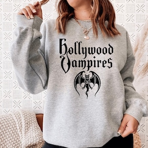 Hollywood Vampires Sweatshirt, Raise The Dead Tour, Logo- und Fledermaus-Print, Unisex-Pullover Bild 1
