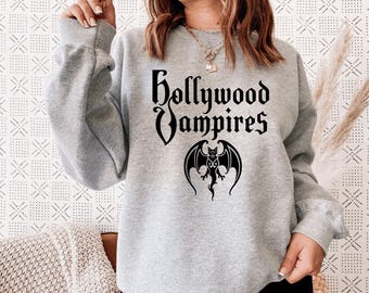Hollywood Vampires Sweatshirt, Raise The Dead Tour, Logo and Bat Print, Unisex Jumper
