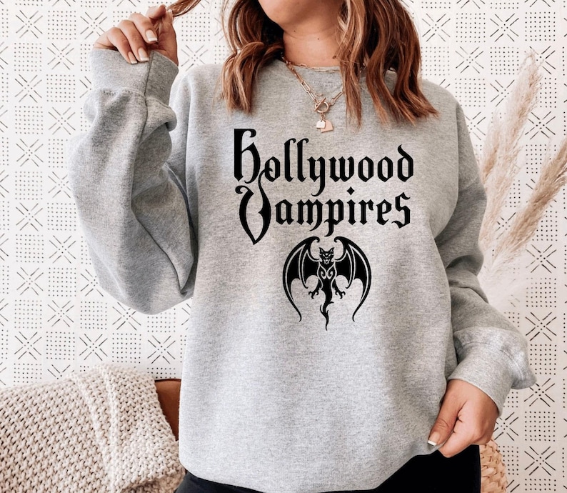 Hollywood Vampires Sweatshirt, Raise The Dead Tour, Logo- und Fledermaus-Print, Unisex-Pullover Bild 1