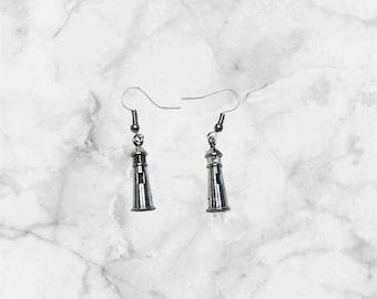 silver light house earrings
