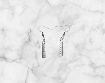silver ruler earrings