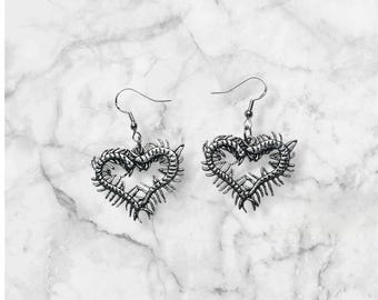 centipede heart earrings