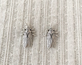 silver cicada earrings