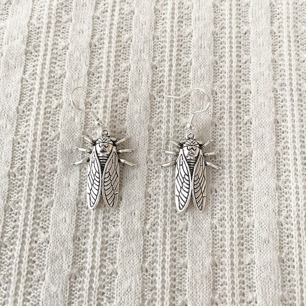 silver cicada earrings