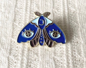butterfly pin, blue moth, soft enamel pin
