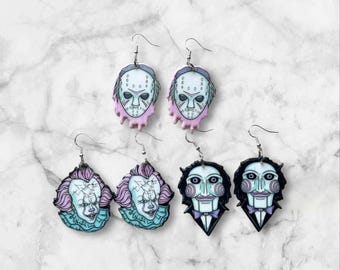 horror movie villian icon earrings