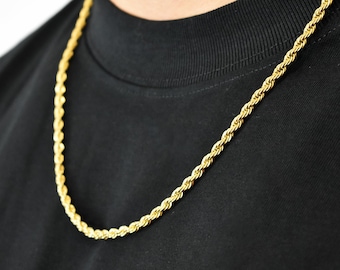 Golden Cord Chain Rope I Chain Necklace | Stainless Steel Spiral Necklace | Twisted Necklace Christmas gift for him and her