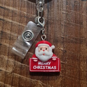 Santa Claus ~ ID Badge Reel Charm  ~ Work Badge Charm ~ Badge Accessories ~ Santa ~ Merry Christmas Charm ~ ID Badge Charm