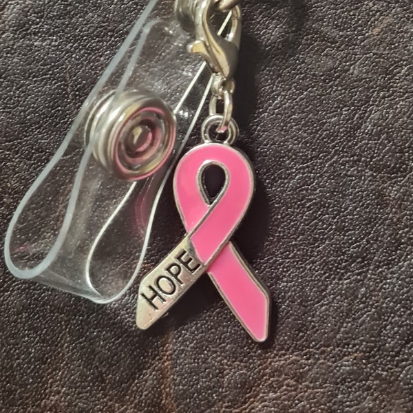 Breast Cancer Awareness ~ ID Badge Reel Charm ~ Custom Made Charms ~ Badge Buddy ~ Badge Accessories