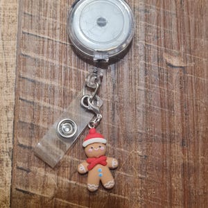 Christmas ID Badge Reel Charm  ~ Work Badge Charm ~ Badge Accessories ~ Christmas Gnome Charm ~ ID Badge Charm ~ Gingerbread ~ Santa