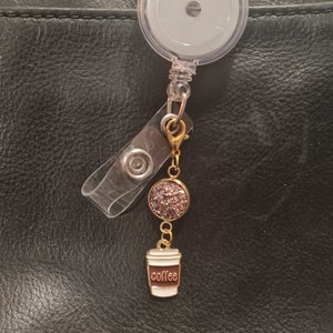 Coffee Charm ~ Sparkling Charm ~ ID Badge Reel Charm ~ Custom Made Charms ~ Badge Buddy ~ Badge Accessories ~ Java ~ Coffee