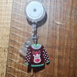 Ugly Christmas Sweater ID Badge Reel Charm  ~ Work Badge Charm ~ Badge Accessories ~ Christmas Sweater Charm ~ ID Badge Charm ~ Christmas