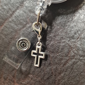 Cross ~ ID Badge Reel Charm ~ Custom Made Charm ~ Badge Buddy ~ Badge Accessories ~ Work Badge Charm ~ ID Badge Charm~ Christian Badge Charm